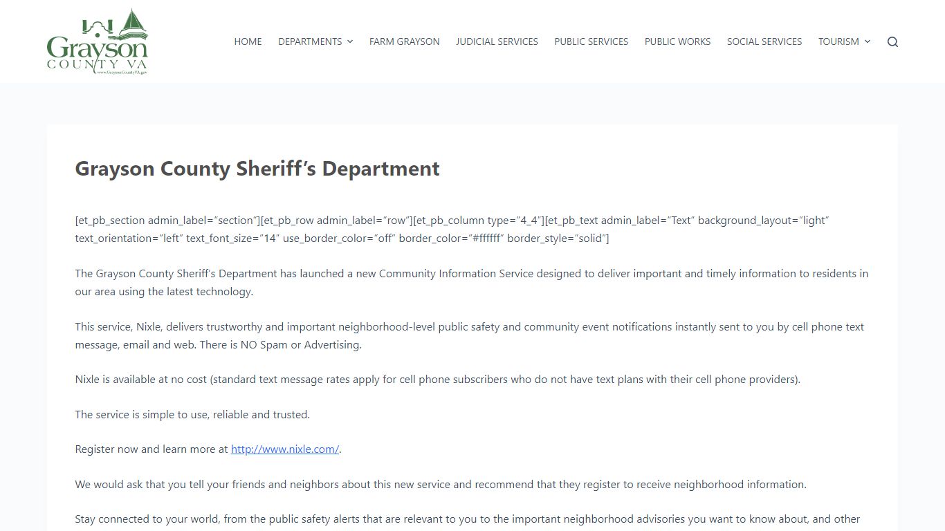 Grayson County Sheriff's Department Community Information Service